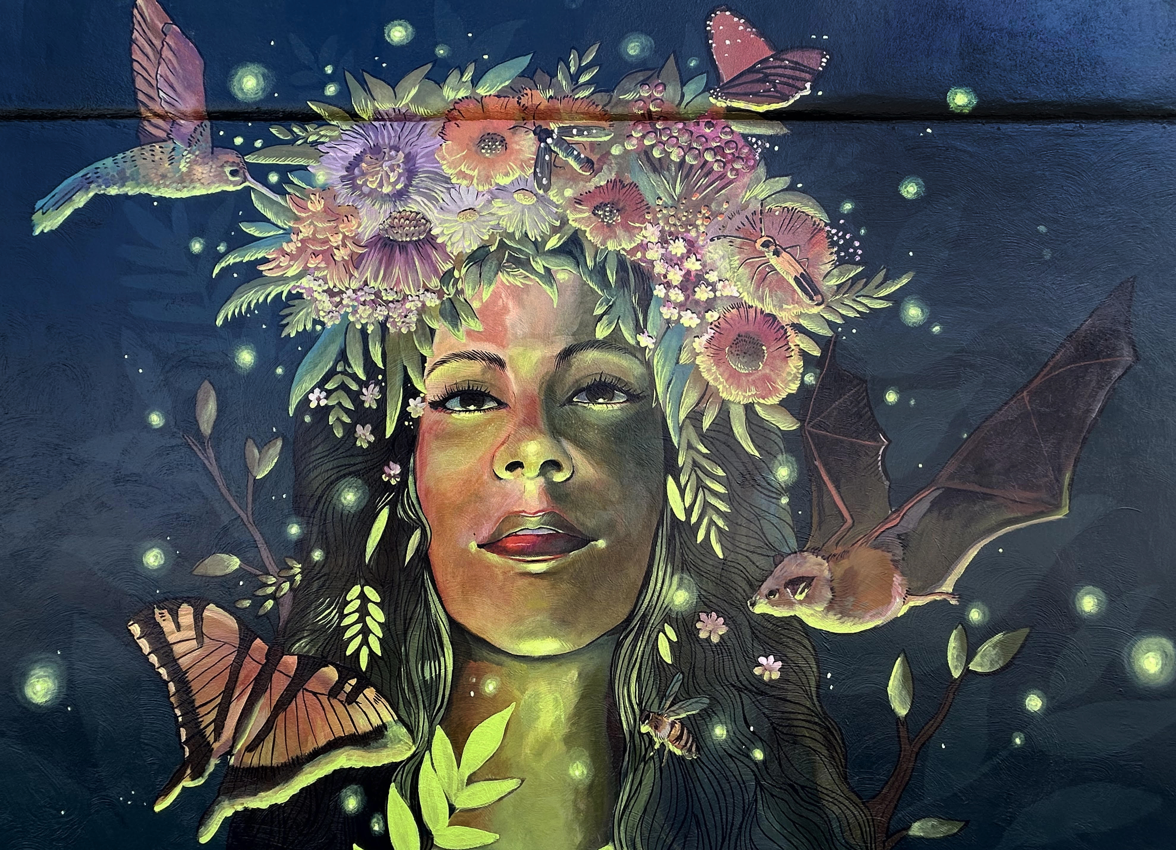 A mural by Kellie Delaney for Orlando's Art Pollination Project.